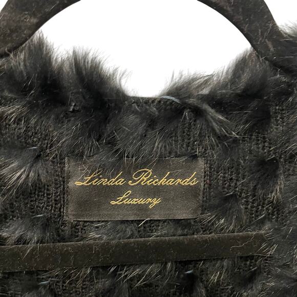 Linda Richards Luxury 100% Rabbit Fur Vest Black Womens Large AS IS - Picture 2 of 6